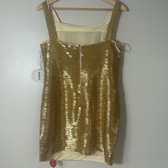 Staud Evie Beaded Gold Sequin Mini Dress Size S - Picture 4 of 17